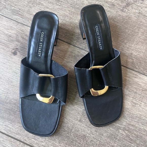 Black and Gold Minimalist Slide Sandals 7.5 - Picture 6 of 6